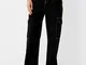 Bershka Jeans Straight Cargo Donna 38 (Eu 34) Nero