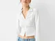 Bershka Camicia A Maniche Lunghe Comfort Cerniera Donna L Bianco