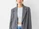 Bershka Cappotto Lungo Donna L Grigio