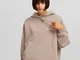 Bershka Felpa Con Cappuccio Oversize Stampata Donna Xs Marrone