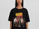 Bershka Maglietta Con Stampa Camp Rock A Maniche Corte Oversize Donna Xs Nero