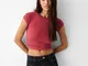 Bershka Maglietta A Maniche Corte Donna S Fucsia