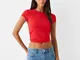 Bershka Maglietta Maniche Corte Schiena Scoperta Donna S Rosso