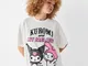 Bershka Maglietta Con Stampa Kuromi A Maniche Corte Donna Xs Bianco Roto