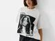 Bershka Maglietta Con Stampa Selena Gomez A Maniche Corte Donna Xs Bianco Roto