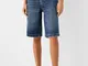 Bershka Bermuda Denim Baggy Donna 42 (Eu 38) Azzurro