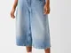 Bershka Jort Bermuda Di Jeans Baggy Donna 40 (Eu 36) Azzurro Lavato