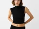 Bershka Top Senza Maniche Goffrato Donna Xs Nero