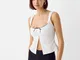 Bershka Top In Popeline Con Spalline E Dettaglio Di Merletto Donna S Bianco