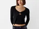 Bershka Top Cardigan Maniche Lunghe Donna Xs Nero