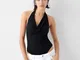 Bershka Body Halter Drappeggiato Donna M Nero