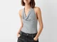 Bershka Body Halter Drappeggiato Donna M Grigio