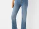 Bershka Jeans Flare Donna 38 (Eu 34) Azzurro Lavato