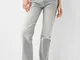 Bershka Jeans Straight Donna 36 (Eu 32) Grigio