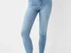 Bershka Jeans Skinny Fit Super High Waist Donna 44 (Eu 40) Azzurro Chiaro