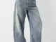 Bershka Jeans Baggy Carpenter Donna 44 (Eu 40) Azzurro Lavato