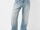 Bershka Jeans Baggy Donna 46 Azzurro Chiaro