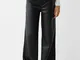 Bershka Pantaloni Straight Fit Effetto Pelle Donna Xl Nero