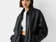 Bershka Giacca Oversize Dad Fit In Finta Pelle Donna M Nero