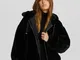 Bershka Giubbotto Con Cappuccio Teddy Donna Xs Nero