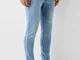 Bershka Jeans Super Skinny Uomo 52 (Eu 46) Azzurro Lavato