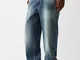 Bershka Jeans Baggy Cerniere Uomo 40 (Eu 34) Azzurro Lavato