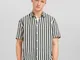 Bershka Camicia A Maniche Corte Regular Fit A Righe Uomo Xxs Kaki