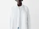 Bershka Camicia Oxford Maniche Lunghe Boxy Uomo L Bianco