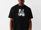 Bershka Maglietta Tupac A Maniche Corte Boxy Fit Uomo M Nero