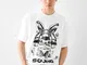 Bershka Maglietta Bershka Wearable Art Boxy Fit Con Stampa Uomo Xl Bianco