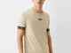 Bershka Maglietta A Maniche Corte Slim Fit Con Fasce Uomo Xl Camel