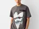 Bershka Maglietta Machine Gun Kelly Maniche Corte Boxy Fit Stampa Uomo Xs Grigio