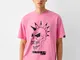 Bershka Maglietta Machine Gun Kelly Maniche Corte Boxy Fit Stampa Uomo L Rosa