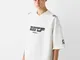 Bershka Maglietta Maniche Corte Cropped Oversize Stampa Uomo M Bianco