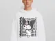 Bershka Felpa Kuromi Cappuccio Oversize Stampa Uomo Xl Bianco