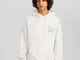 Bershka Felpa Con Cappuccio Oversize Stampata Uomo Xs Bianco