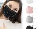 Women Pearl Lace Reusable Breathable Scarf Safe Máscara facial Washable Black Máscara faci...