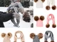Winter Hats Ears Girls Boys Cap+Scarf 2Pcs Kids Set Baby Keep Warm Children Knit Wool Fur...