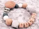 Handmade Free Personalized Name Silicone Wood Pacifier Clips Safe Teething Chain Baby Teet...
