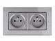 Coswall 16A Double French Standard Wall Socket Crystal Glass Panel Power Outlet Grounded W...