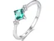 Allakalo Square Emerald Engagement Wedding Ring for Women Fine Jewelry Real 925 Sterling S...
