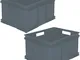 2x Eurobox xxl contenitore, plastica eco (pp), 52 x 43 x 28 cm, 54 l, grigio