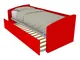 600 - Divano letto sagomato singolo 80x190 con secondo letto estraibile - Rosso - Rosso