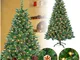 Pvc Albero di Natale Artificiale con Fatate luci con Supporto Decorazione Natalizia (210 c...