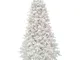 Albero di Natale Artificiale 210 cm 56 Rami Bianco Floccato del Gargano