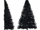 Albero di Natale Artificiale a Metà con Base Nero 210 cm pvc