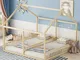 Letto per Bambini 90x200, Letti per Camerette Culla Singola in Legno - Naturale