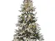 Albero di natale artificiale bianco innevato pre-illuminato supporto in metallo verde 180...