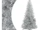 vidaXL Albero di Natale Artificiale con Supporto Argento 240 cm PET