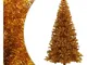 Albero di Natale Artificiale con Supporto Oro 210 cm pet